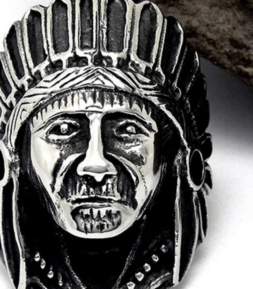 Stainless steel Native American Chief Ring Size 7 thru 15.  Message me color